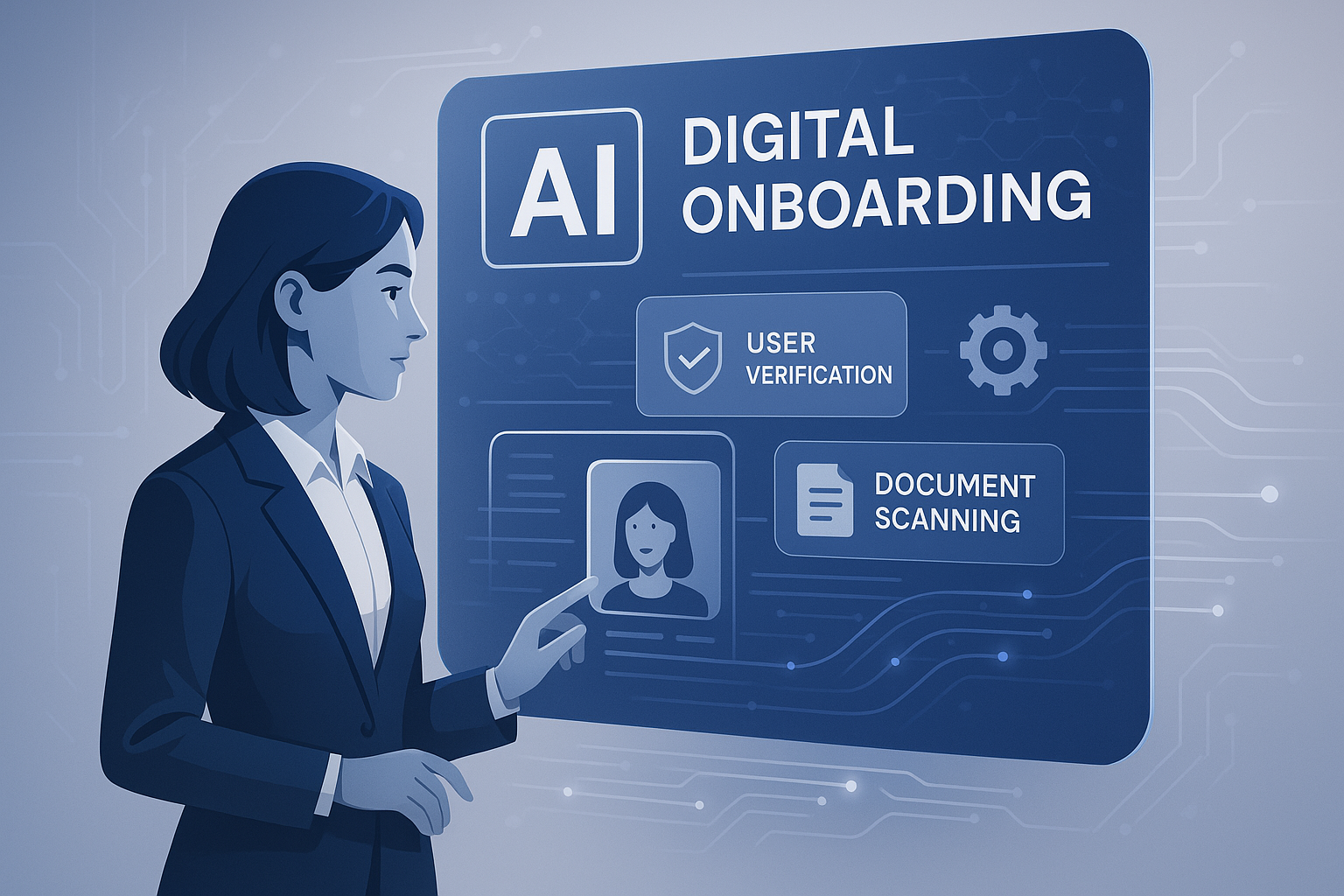 Inteligência Artificial revolucionando onboarding digital com interface futurística