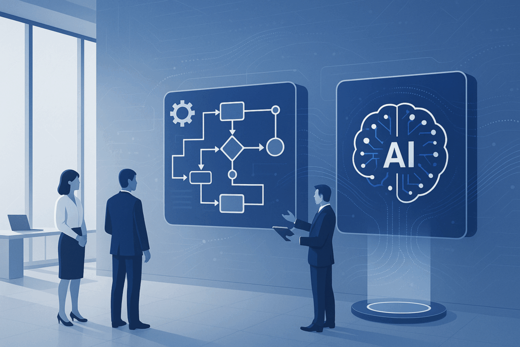 Automação de processos com IA em ambiente corporativo moderno
