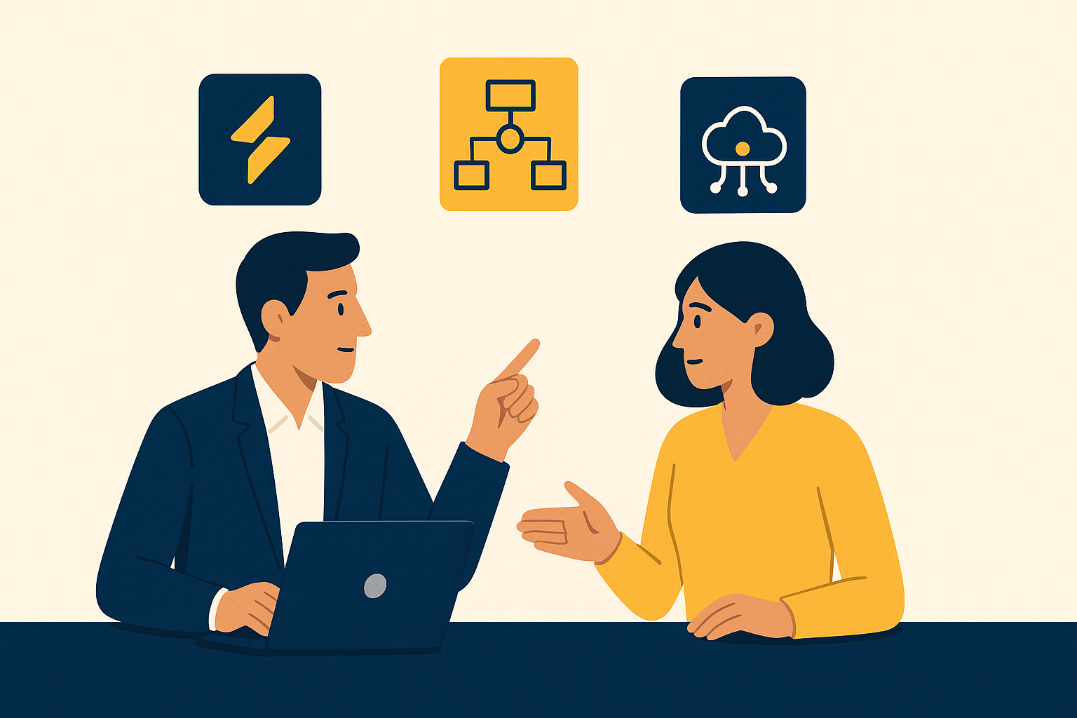 Equipe técnica e de negócio trabalhando junta em soluções de desenvolvimento com IA