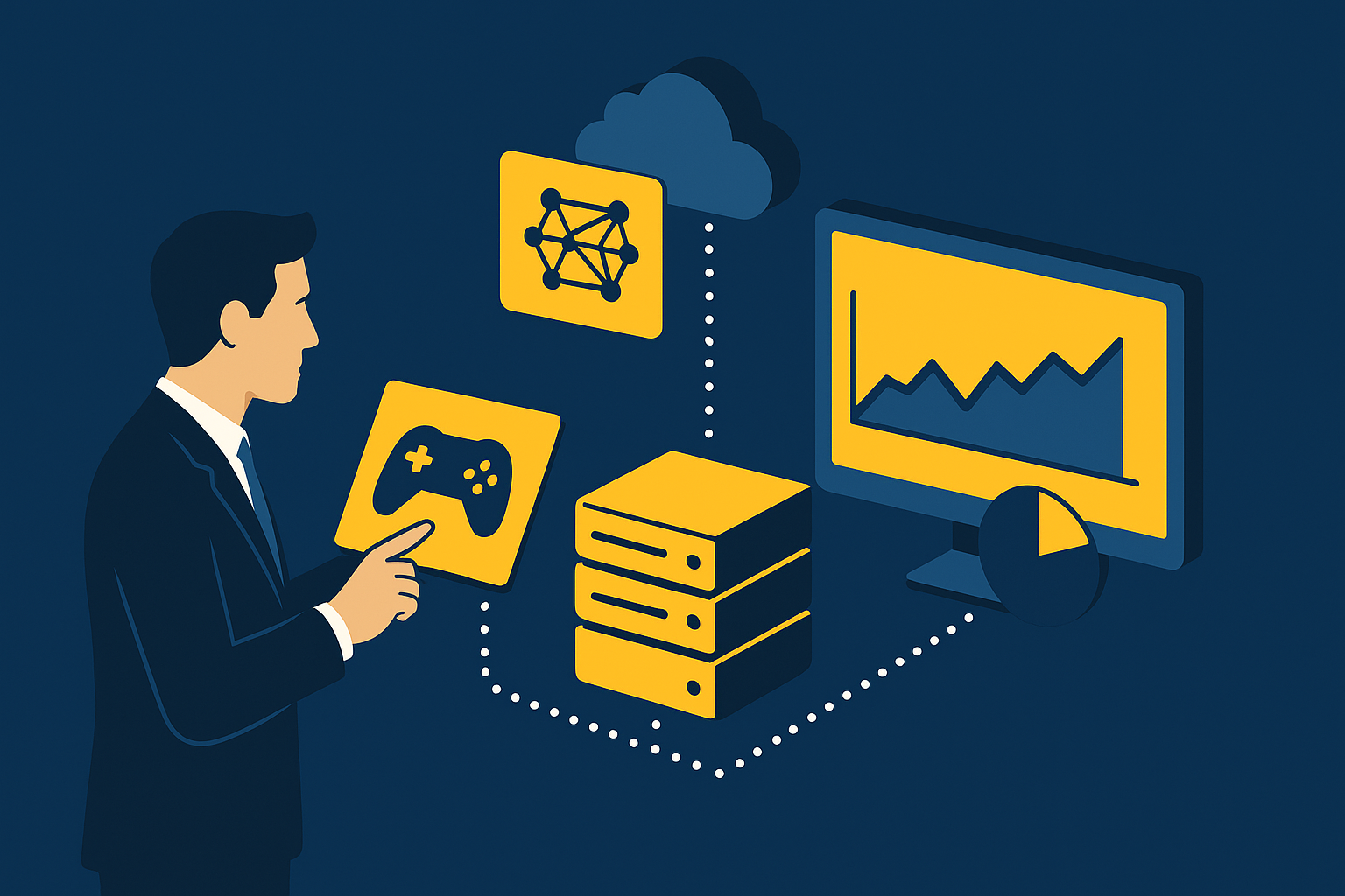 Fluxo de dados em tempo real conectando eventos da partida, modelos de IA e dashboards de probabilidade de vitória